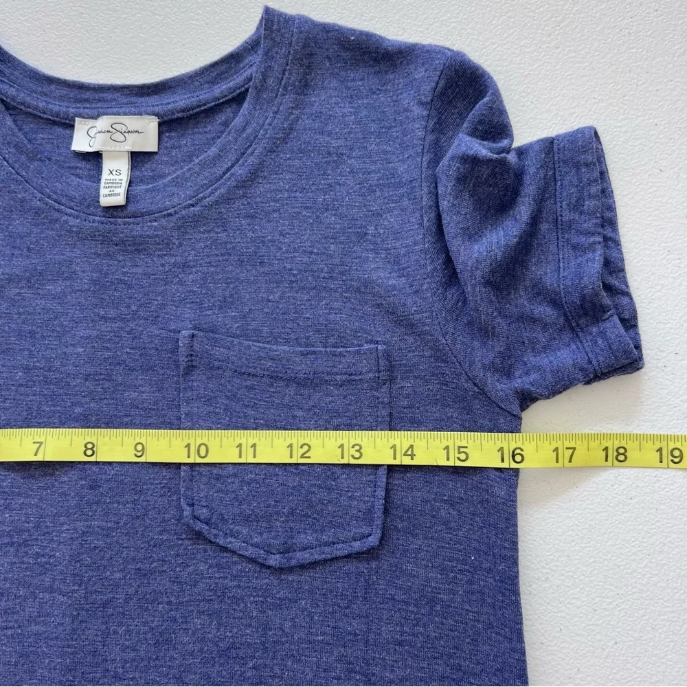 Jessica Simpson Finlee T-Shirt Dress Viscose Blend Pocket Slits Blue Womens XS - Picture 8 of 10